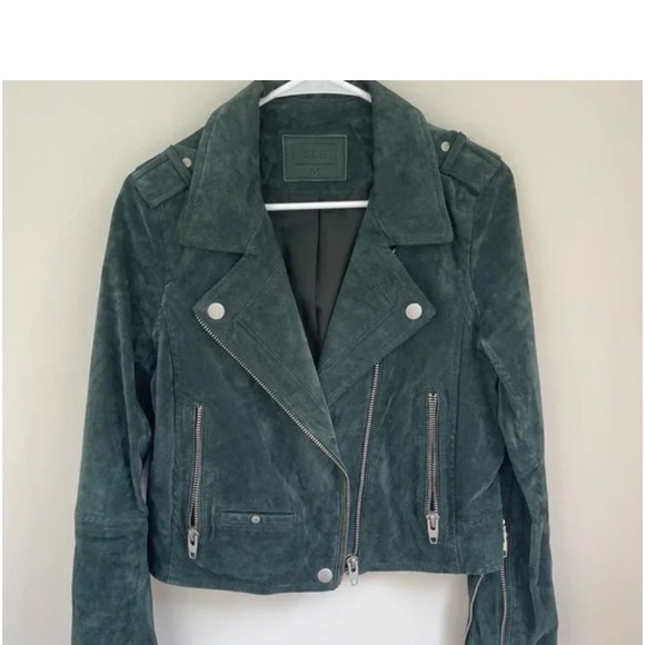 SL8 Green Suede Biker/Moto Jacket. Soft Genuine Leather. Hot hip gorgeous! Small - Picture 2 of 8